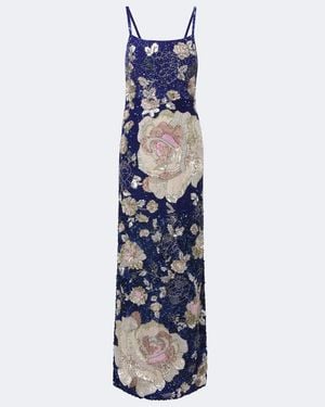 La Fuori Sequined Floral Gown - Blue