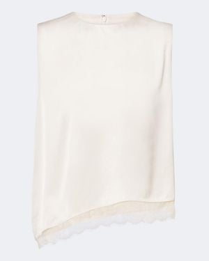 Vince Top De Saten Con Encaje - Blanco