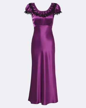 Rodarte Maxikleid Aus Satin Mit Spitze - Lila