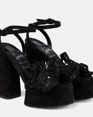 Christian Louboutin Deia Frou Alta Macrame Sandals - Black