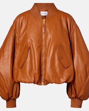 Givenchy Cocoon Cropped Leather Bomber Jacket - Brown