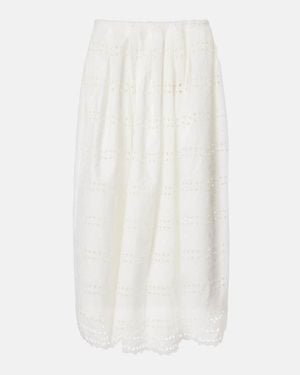 Faithfull the Brand Abajo Broderie Anglaise Midi Skirt - White
