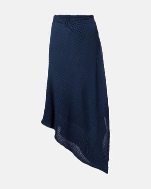 Victoria Beckham Draped Knitted Cotton-Blend Midi Skirt - Blue