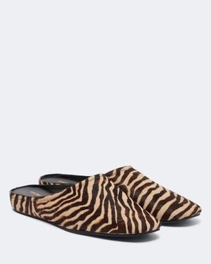 Veronica Beard Narcisa Zebra-Print Calf Hair Mules - Brown
