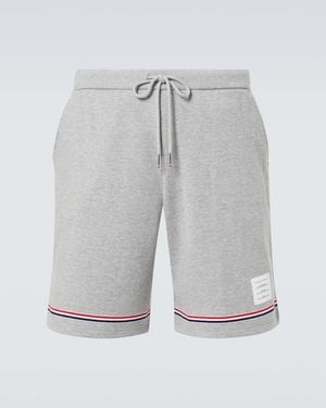 Thom Browne Striped Mid-Rise Cotton Shorts - Grey