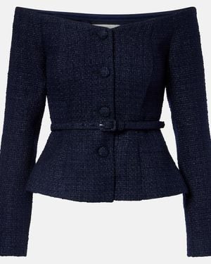 Roland Mouret Off-Shoulder-Top Aus Boucle - Blau