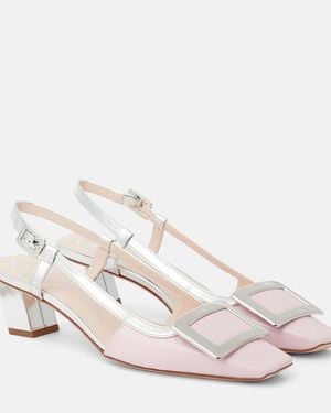 Roger Vivier Belle Vivier Patent Leather Slingback Pumps - Natural