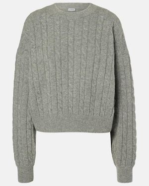 Loewe Cable-Knit Wool Jumper - Grey