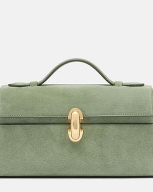 SAVETTE Symmetry Pochette Small Suede Top-Handle Bag - Green