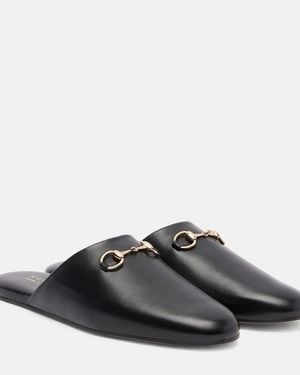 Gucci Mules De Piel Con Horsebit - Negro