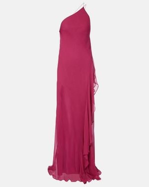 The Sei One-Shoulder Ruffled Silk Gown - Pink