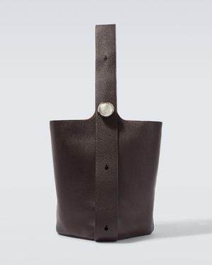 Loewe Bucket Bag Pebble Large Aus Leder - Weiß