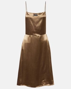 Miu Miu Open-Back Satin Minidress - Brown