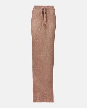 Bananhot Alma Sequined Maxi Skirt - Brown