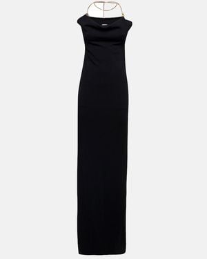 Bottega Veneta Backless Column Gown With Chain Detail - Black
