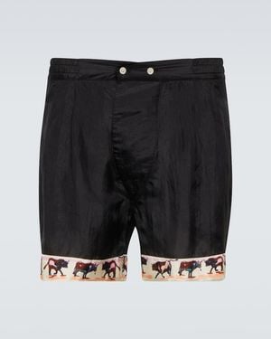 Bode Taureau Printed Silk Boxers - Black
