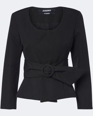 Jacquemus Miami Belted Virgin Wool Jacket - Black