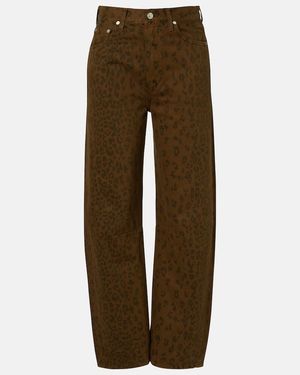 Citizens of Humanity Miro Leopard-Print Barrel-Leg Jeans - Brown