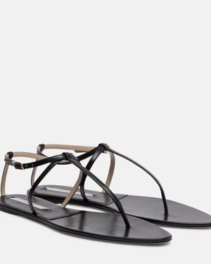 Christen Mono Strap Leather Thong Sandals - Black