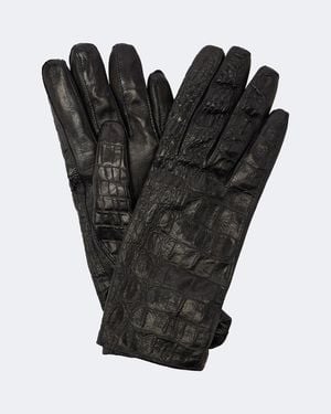 Nour Hammour Silk-Lined Leather Gloves - Black