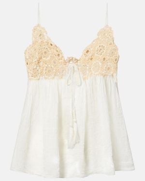 Ulla Johnson Alessia Crochet-Trimmed Cotton Gauze Top - White