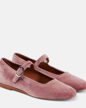 Le Monde Beryl Velvet Mary Jane Ballet Flats - Pink