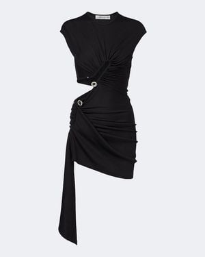 Christopher Esber Droplet Crystal Ribbed-Knit Jersey Minidress - Black