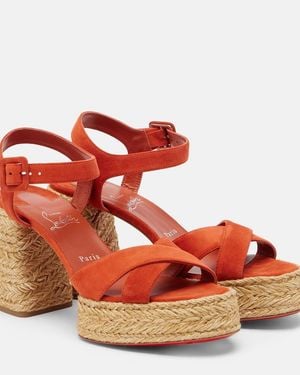 Christian Louboutin Calakala Suede Espadrille Sandals - Red