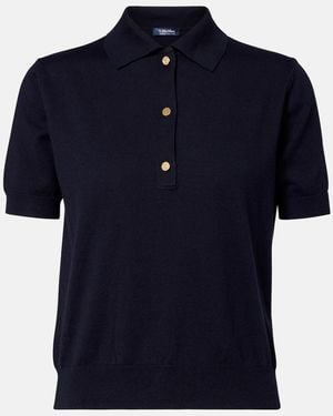 Max Mara Polo De Algodon, Seda Y Cachemir - Azul
