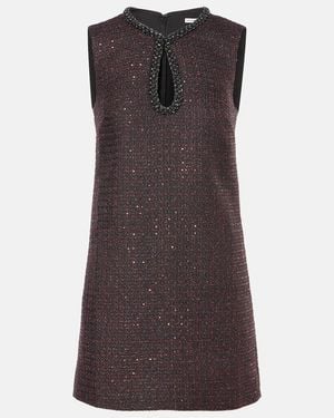 Self-Portrait Sequined Tweed Minidress - Brown