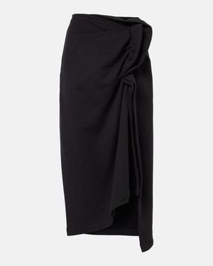 Dries Van Noten Draped Asymmetric Jersey Midi Skirt - Black