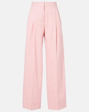 Jil Sander Pleated Cotton Wide-Leg Pants - Pink