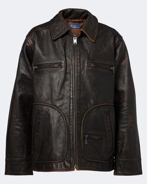 Polo Ralph Lauren Oversized-Lederjacke - Schwarz