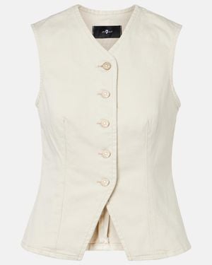 7 For All Mankind Lady Denim Vest - White