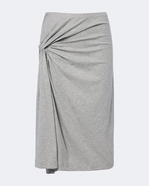 Dries Van Noten Draped Cotton Jersey Midi Skirt - Grey