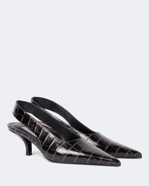 TOTEME Croc-Effect Leather Slingback Court Shoes - Black