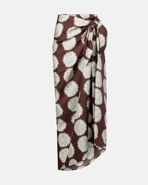 Asceno Printed Silk Beach Cover-Up - White