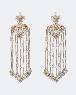 Rabanne Pendientes Largos Con Cristales - Blanco