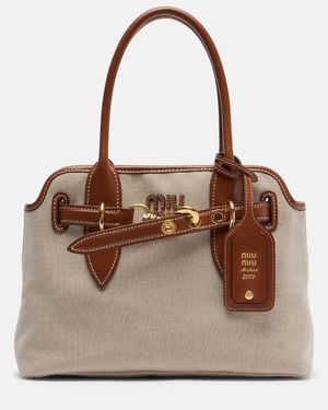 Miu Miu Aventure Small Canvas Tote Bag - Brown