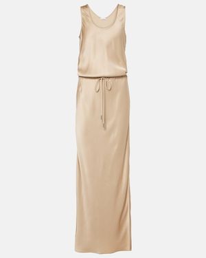 Brunello Cucinelli Satin Maxi Dress - Natural