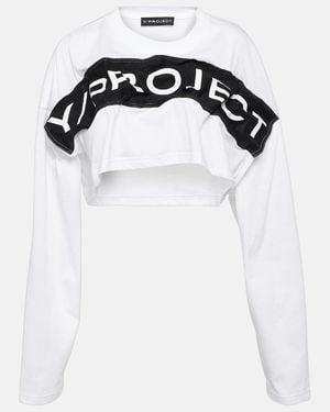 Y. Project Logo Cotton Jersey Crop Top - Black