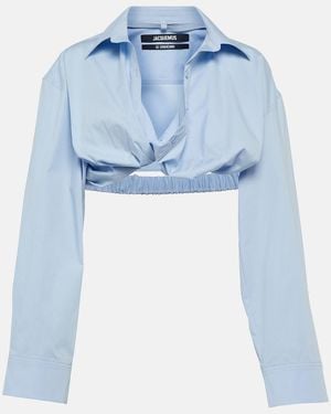 Jacquemus La Chemise Bahia Cropped Top - Blue