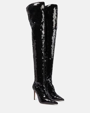 Alexandre Vauthier Elixir Sequined Over-The-Knee Boots - Black