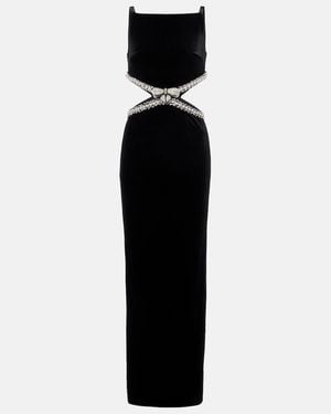 Self-Portrait Cutout Velvet Maxi Dress - Black