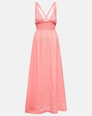 Heidi Klein Rosa Polyantha Linen Maxi Dress - Pink