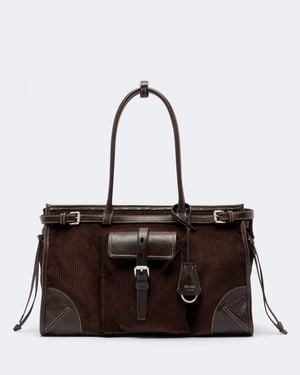 Prada Schultertasche Bonnie Large Aus Cord - Schwarz