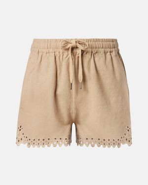 Isabel Marant Balyme Embroidered Cotton Shorts - Natural