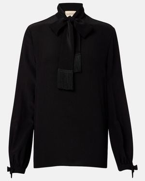 Valentino Bow-Detail Silk Crepe Blouse - Black