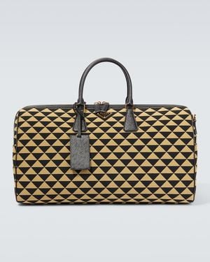 Prada Symbole Large Jacquard Travel Bag - Metallic