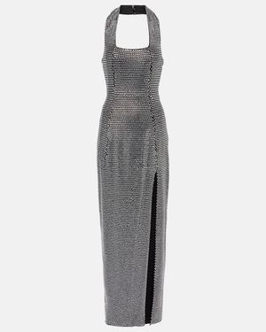 Area Embellished Halterneck Gown - Gray